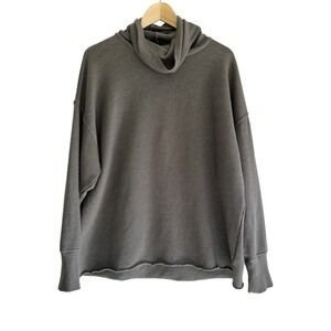 Aerie‎ Cowl Neck Oversized Raw Hem Sweatshirt Gray Womens Size M Lightweight